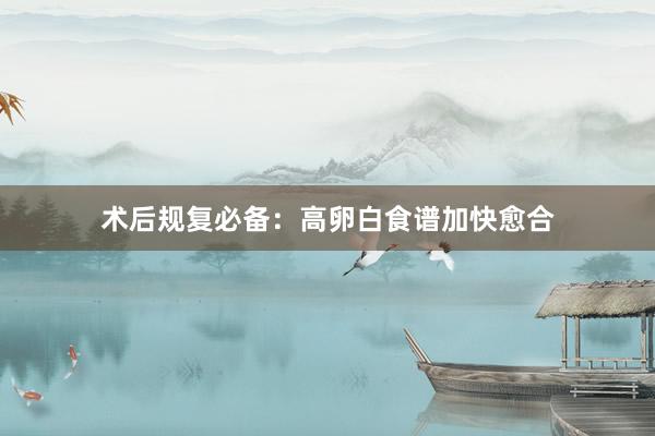术后规复必备：高卵白食谱加快愈合